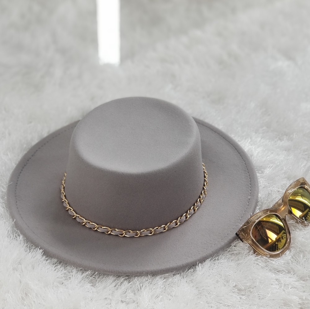 fedora hat with chain accent